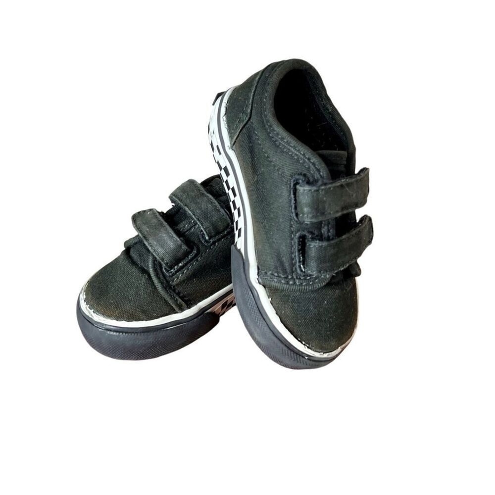 VANS Black Canvas Hook & Loop Winston V Slip On Sneaker Shoe 5 Toddler Casual
